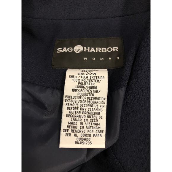 Sag harbor Women Plus 22W Jacket Navy Blue Lapel Notch Collar 3 Button Closure - Picture 7 of 9